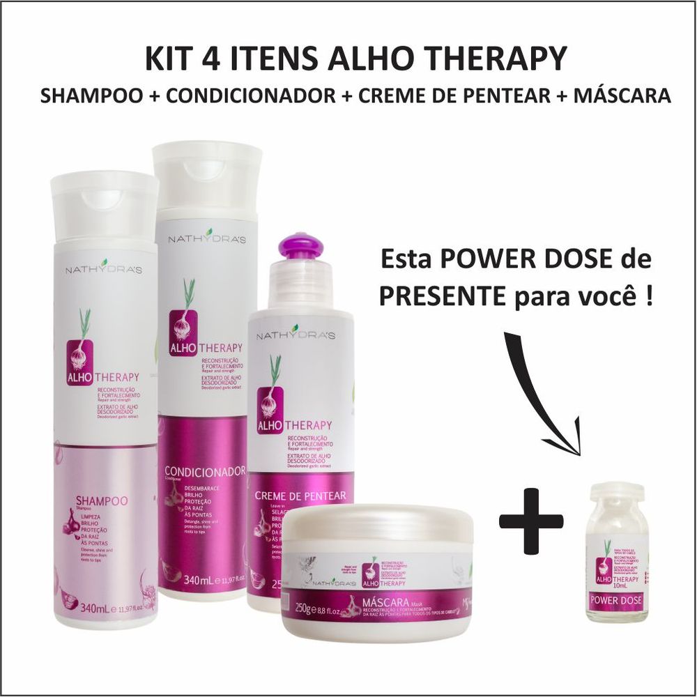 Kit Nathydras Alho Therapy Reconstrução e Fortalecimento com 4 produtos